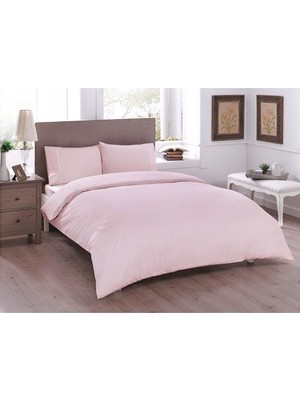 Taç Ranforce Tek Kişilik Nevresim Takımı Basic Açık Pembe