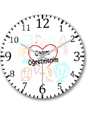 Baskı Dükkanı 24 Kasım Özel Öğretmenler Günü Duvar Saati Bombeli Gerçek Cam