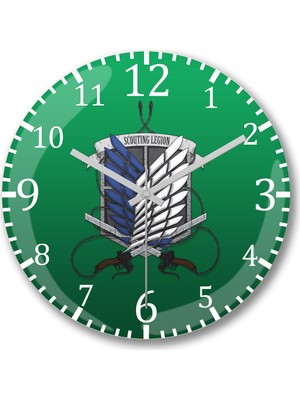 Baskı Dükkanı Attack On Titan Scoutıng Legıon Duvar Saati Bombeli Gerçek Cam