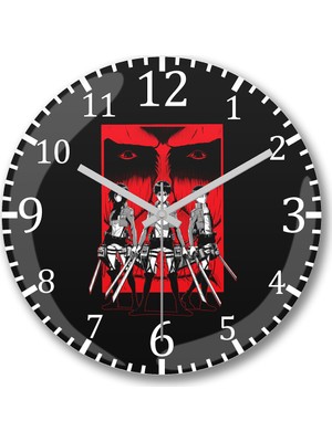 Baskı Dükkanı Attack On Titan The Survey Corps Duvar Saati Bombeli Gerçek Cam