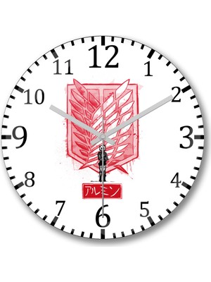 Baskı Dükkanı Attack On Titan Traditional Armin Duvar Saati Bombeli Gerçek Cam
