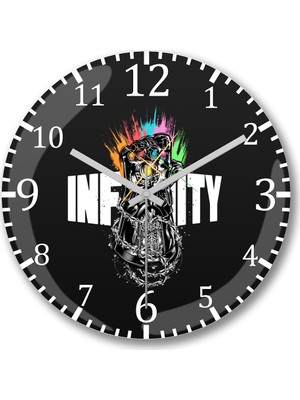 Baskı Dükkanı Avengers Infinity War Duvar Saati Bombeli Gerçek Cam
