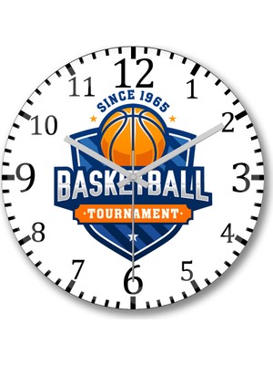 Baskı Dükkanı Basketball Tournament Duvar Saati Bombeli Gerçek Cam