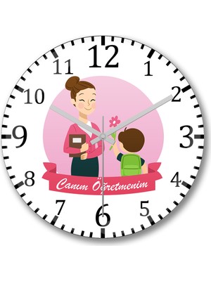 Baskı Dükkanı 24 Kasım Özel Öğretmenler Günü Duvar Saati Bombeli Gerçek Cam