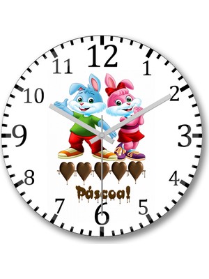 Baskı Dükkanı Amor E Pascoa Duvar Saati Bombeli Gerçek Cam