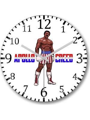 Baskı Dükkanı Apollo Creed Duvar Saati Bombeli Gerçek Cam