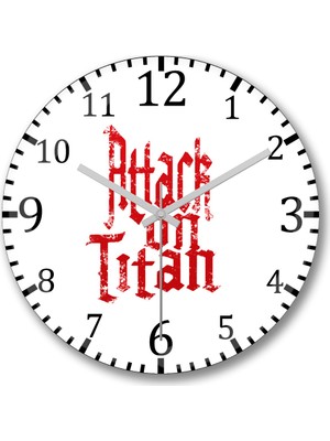 Baskı Dükkanı Attack On Titan Font Logo Duvar Saati Bombeli  Gerçek  Cam