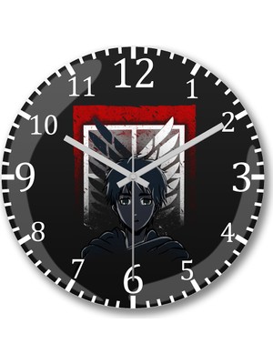 Baskı Dükkanı Attack On Titan Human Hope Duvar Saati Bombeli Gerçek Cam