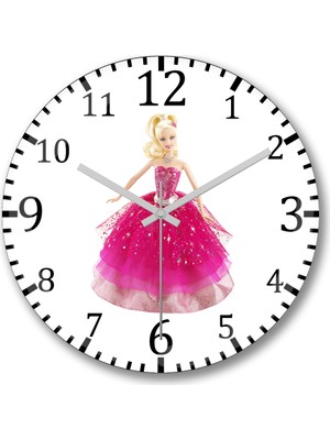 Baskı Dükkanı Barbie Duvar Saati Bombeli Gerçek Cam