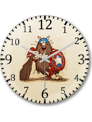 Baskı Dükkanı Captain Duvar Saati Bombeli Gerçek Cam