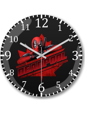 Baskı Dükkanı Deadpool I Am Canadian Duvar Saati Bombeli Gerçek Cam