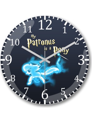 Baskı Dükkanı Harry Potter Pony Patronus Duvar Saati Bombeli Gerçek Cam