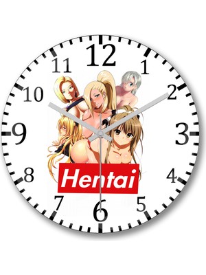 Baskı Dükkanı Hentai  Duvar Saati Bombeli Gerçek Cam