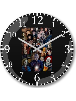 Baskı Dükkanı Korku Klasikleri Duvar Saati Bombeli Gerçek Cam