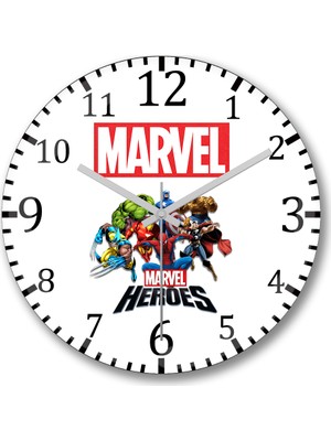 Baskı Dükkanı Marvel  Duvar Saati Bombeli Gerçek Cam
