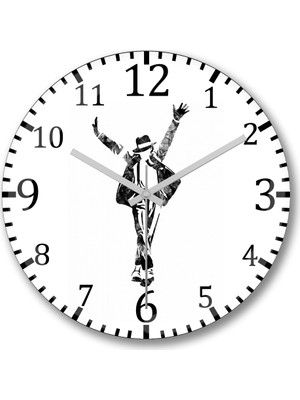 Baskı Dükkanı Michael Jackson Pop Duvar Saati Bombeli Gerçek Cam