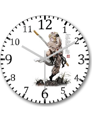 Baskı Dükkanı Monkey King Scans Duvar Saati Bombeli Gerçek Cam