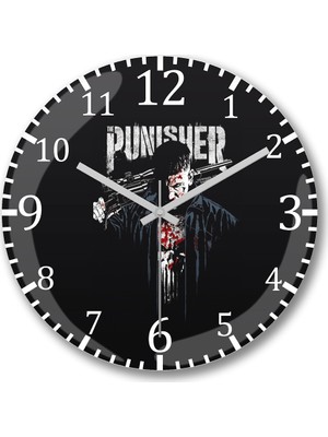 Baskı Dükkanı O Castigador The Punısher Duvar Saati Bombeli Gerçek Cam