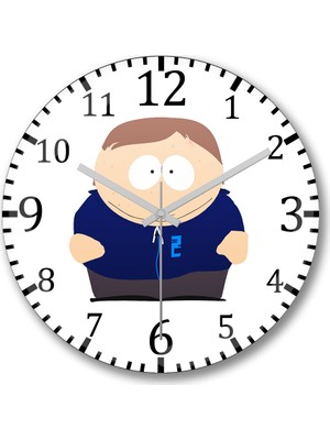 Baskı Dükkanı South Park Eric Cartman Duvar Saati Bombeli  Gerçek Cam