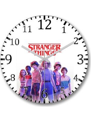 Baskı Dükkanı Stranger Things   Duvar  Saati Bombeli Gerçek Cam