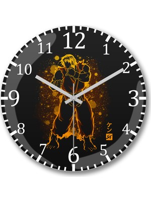 Baskı Dükkanı Street Fighter The Ansatsuke Duvar Saati Bombeli Gerçek Cam