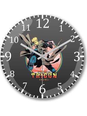 Baskı Dükkanı Trigun Duvar Saati Bombeli Gerçek Cam