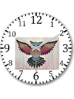 Baskı Dükkanı Baykuş Duvar Saati Bombeli Gerçek Cam