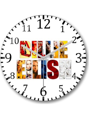 Baskı Dükkanı Billie Eilish  Duvar Saati Bombeli Gerçek Cam