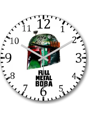 Baskı Dükkanı Boba Fett Full Metal Boba Duvar Saati Bombeli Gerçek Cam