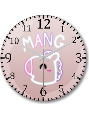Baskı Dükkanı BT21 Glowing Mang Bts Duvar Saati Bombeli Gerçek Cam
