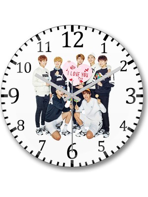 Baskı Dükkanı Bts I Love You Duvar Saati Bombeli Gerçek Cam