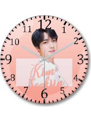 Baskı Dükkanı Bts Jin Duvar Saati Bombeli Gerçek Cam