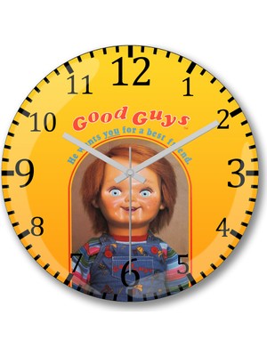 Baskı Dükkanı Chucky He Wants You For A Best Friend Duvar Saati Bombeli Gerçek Cam