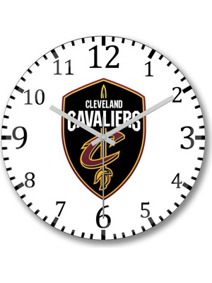 Baskı Dükkanı Cleveland Cavaliers Logo Duvar Saati Bombeli Gerçek Cam