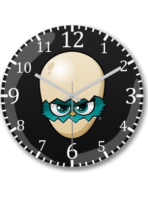 Baskı Dükkanı Cute Bırdıes Braın Duvar Saati Bombeli Gerçek Cam