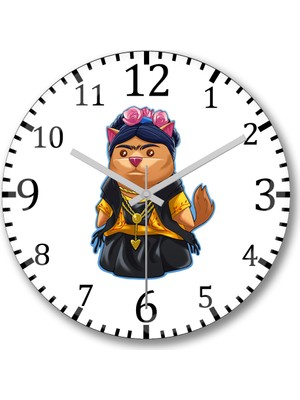 Baskı Dükkanı Frida Kahlo Frida Catlo Duvar Saati Bombeli Gerçek Cam