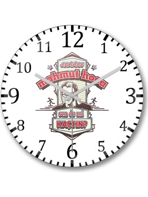 Baskı Dükkanı Hababam Sınıfı Mahmut Hoca Duvar Saati Bombeli Gerçek Cam