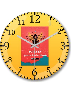 Baskı Dükkanı Halsey Duvar Saati Bombeli Gerçek Cam