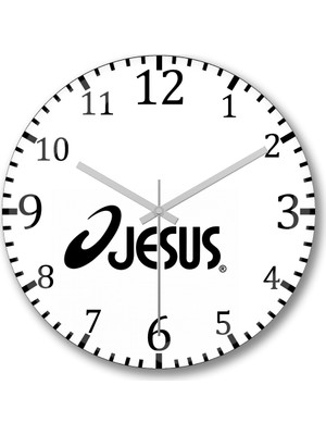 Baskı Dükkanı Jesus Christ Duvar Saati Bombeli Gerçek Cam