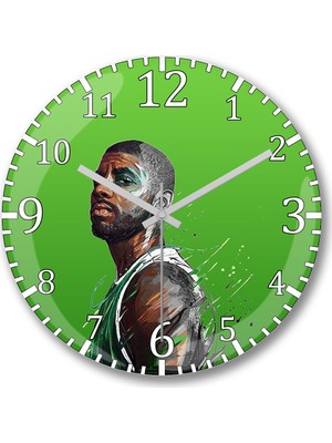 Baskı Dükkanı Kyrie Irving  Kyrie Irving Duvar Saati Bombeli Gerçek Cam