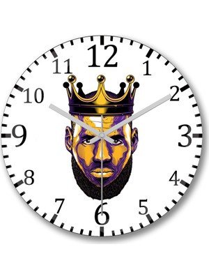 Baskı Dükkanı Lebron James The King Duvar Saati Bombeli Gerçek Cam