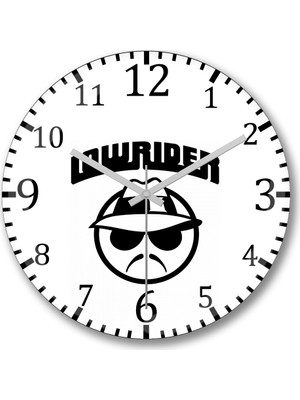 Baskı Dükkanı Lowrider Duvar Saati Bombeli Gerçek Cam