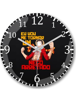 Baskı Dükkanı Luffy Nego Arretado Duvar Saati Bombeli Gerçek Cam