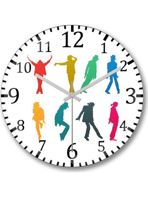 Baskı Dükkanı Michael Jackson Duvar Saati Bombeli Gerçek Cam