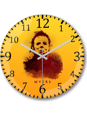 Baskı Dükkanı Michael Myers Duvar Saati Bombeli Gerçek Cam
