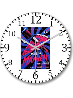 Baskı Dükkanı Mirneek Mayhem Duvar Saati Bombeli Gerçek Cam