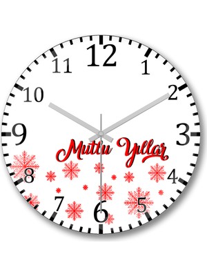Baskı Dükkanı Mutlu Yıllar Duvar Saati Bombeli Gerçek Cam