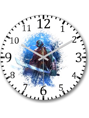 Baskı Dükkanı Ninja Turtles Tmnt Leo Duvar Saati Bombeli Gerçek Cam