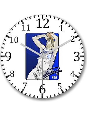 Baskı Dükkanı Nowitzk 41 Duvar Saati Bombeli Gerçek Cam