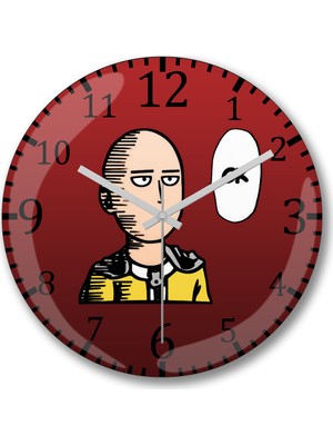 Baskı Dükkanı One Punch Man Duvar Saati Bombeli Gerçek Cam